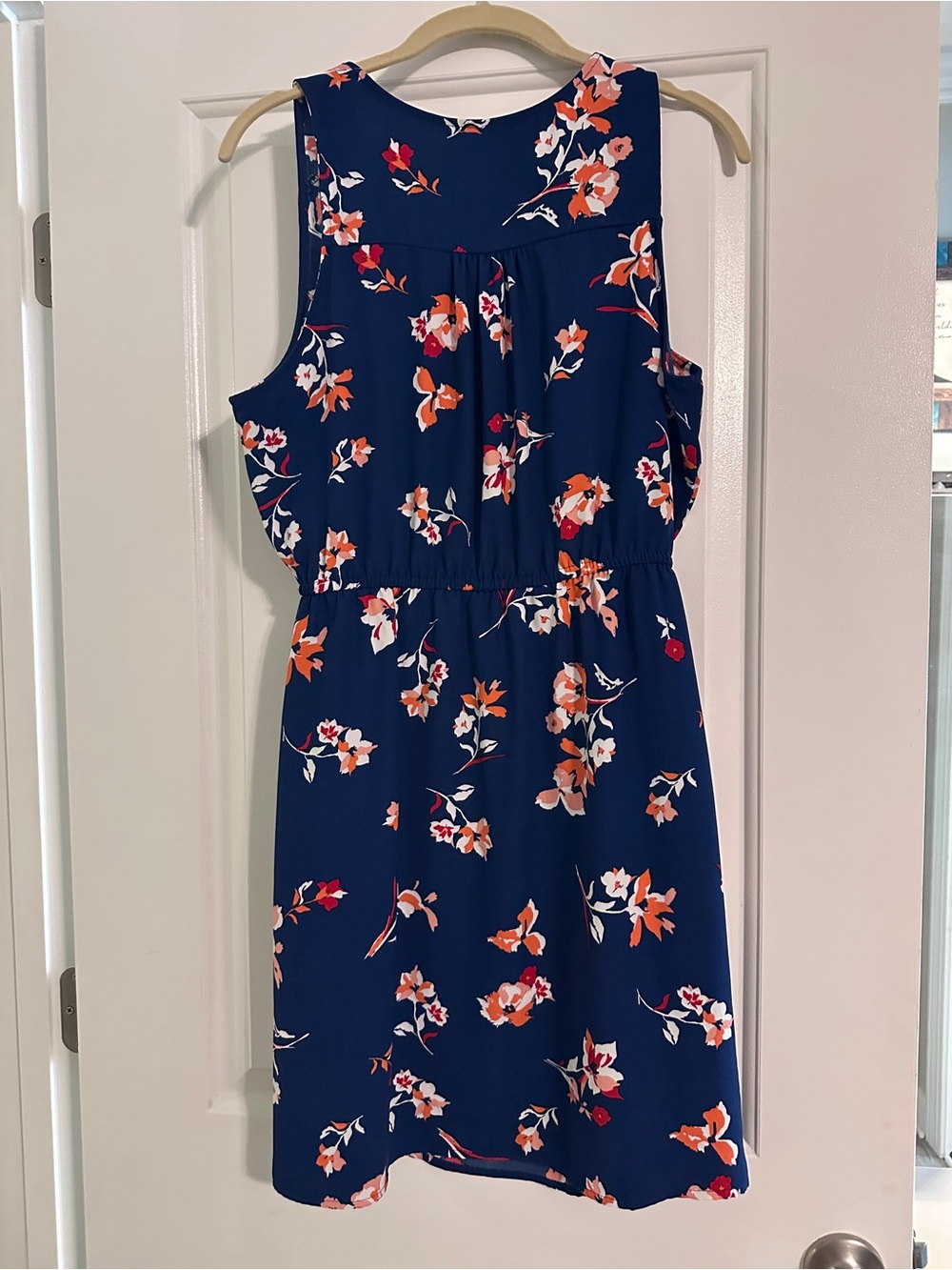 41 Hawthorn Navy Floral Sleeveless Dress w Orange Accents - Great Clemson Dress - Picture 2 of 5